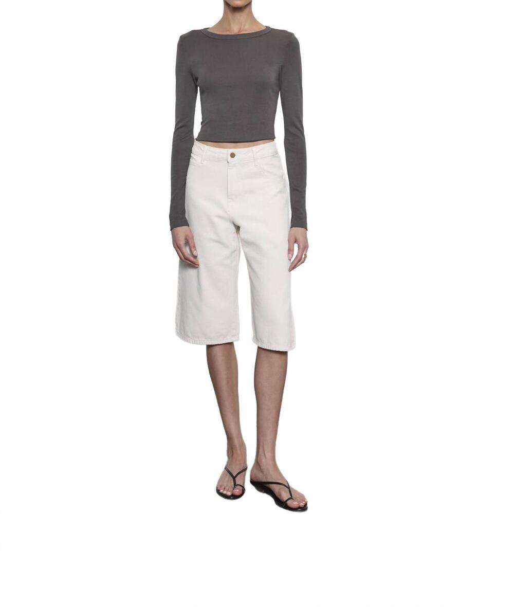 NEW ENZA COSTA supima baby rib long sleeve crop top in slate